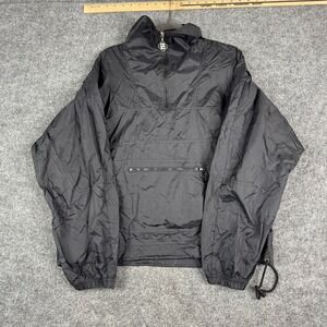 Z-Brand Windbreaker Mens Size M Black Anorak Half Zip Kangaroo Pocket Light